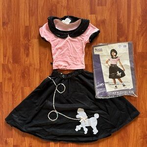 Pink and Black Poodle Skirt Sock Hop Costume for Kids